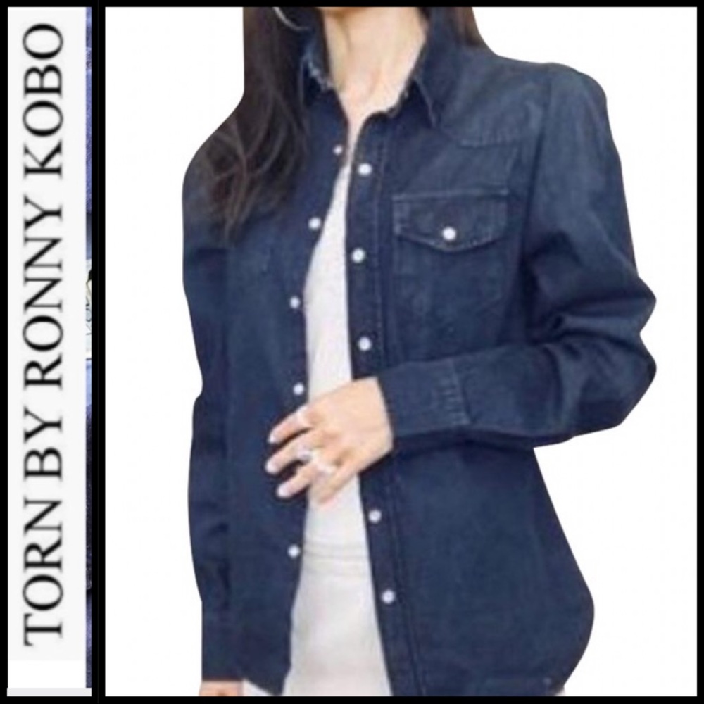 NWT Torn by Ronny Kobo Denim Shirt